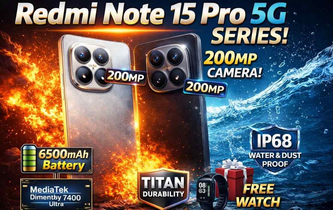 Redmi Note 15 Pro Series :- 200MP कैमरा और 100W चार्जिंग के साथ Redmi Note 15 Pro 5G Series भारत में लॉन्च, जानिए कीमत !