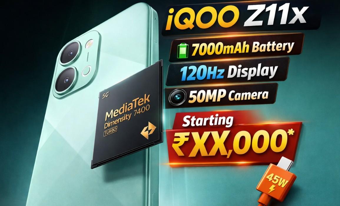 iQOO Z11x :- दमदार प्रोसेसर और ज़बरदस्त फीचर्स के साथ इस दिन लॉन्च होगा iQOO Z11x, जानिए कीमत !