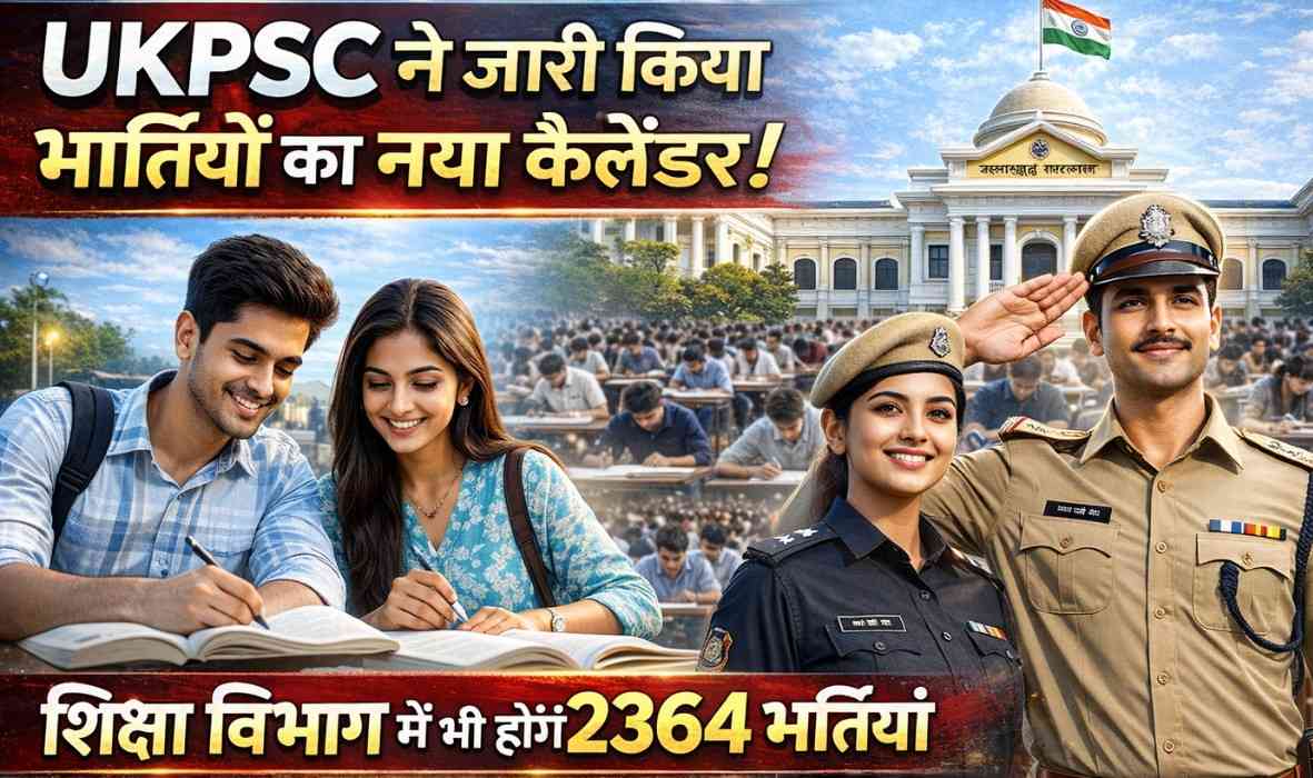 UKPSC Job Calendar :- शिक्षा विभाग में भी होंगी 2364 भर्तियां, UKPSC ने जारी किया छह भर्तियों का कैलेंडर, जानें पूरा शेड्यूल !