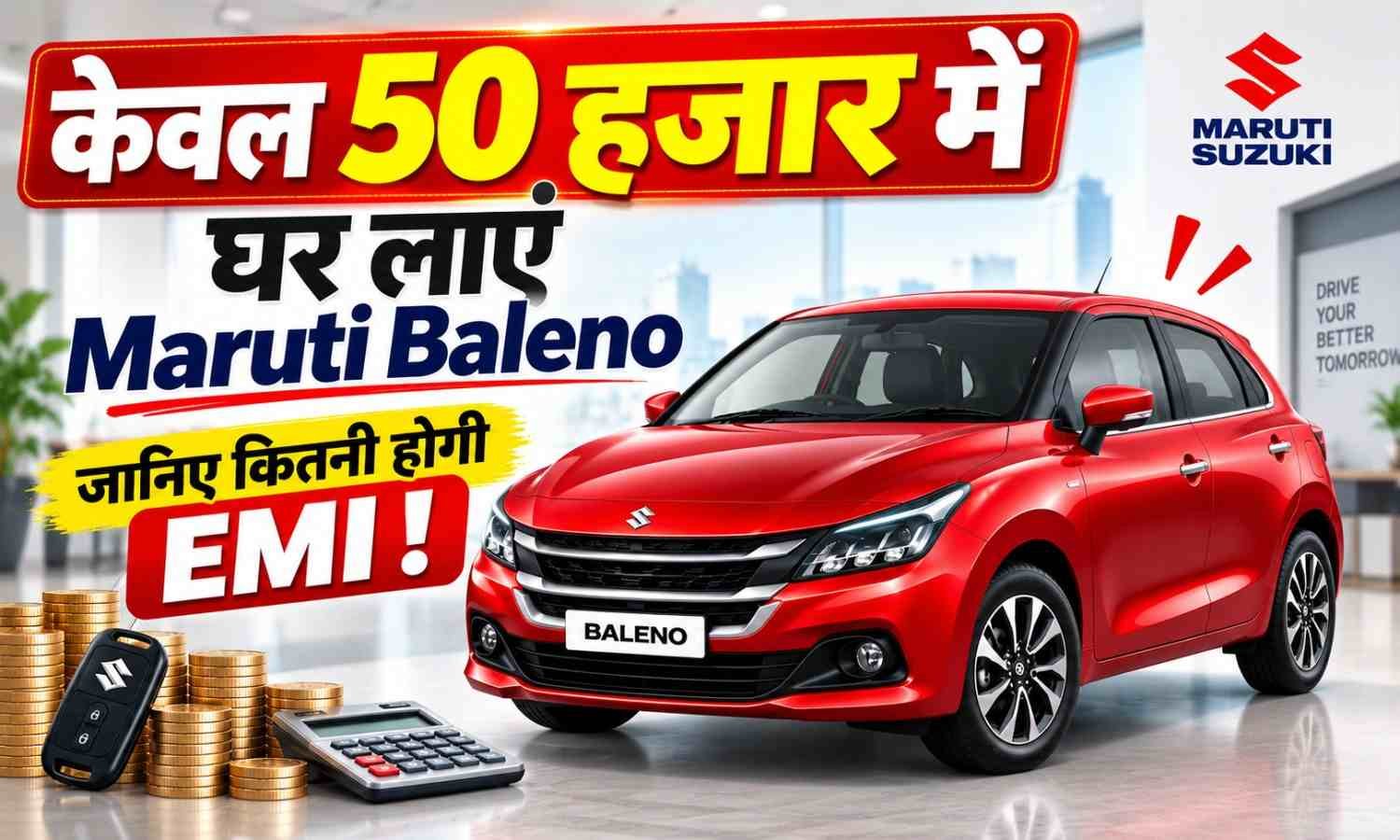 Maruti Baleno EMI Plan :- केवल 50 हजार में घर लाएं प्रीमियम हैचबैक, जानें हर महीने की EMI !